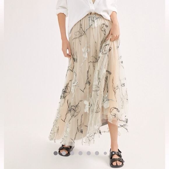 Anthropologie Dresses & Skirts - ANTHROPOLOGIE Geisha Designs Georgette Pleated tulle dancer maxi skirt Sz Med